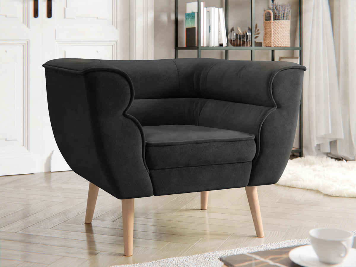 SESSEL Bal 1 - Dunkelgrau/Naturfarben, Holz/Textil (82/75/74cm) - MIRJAN24