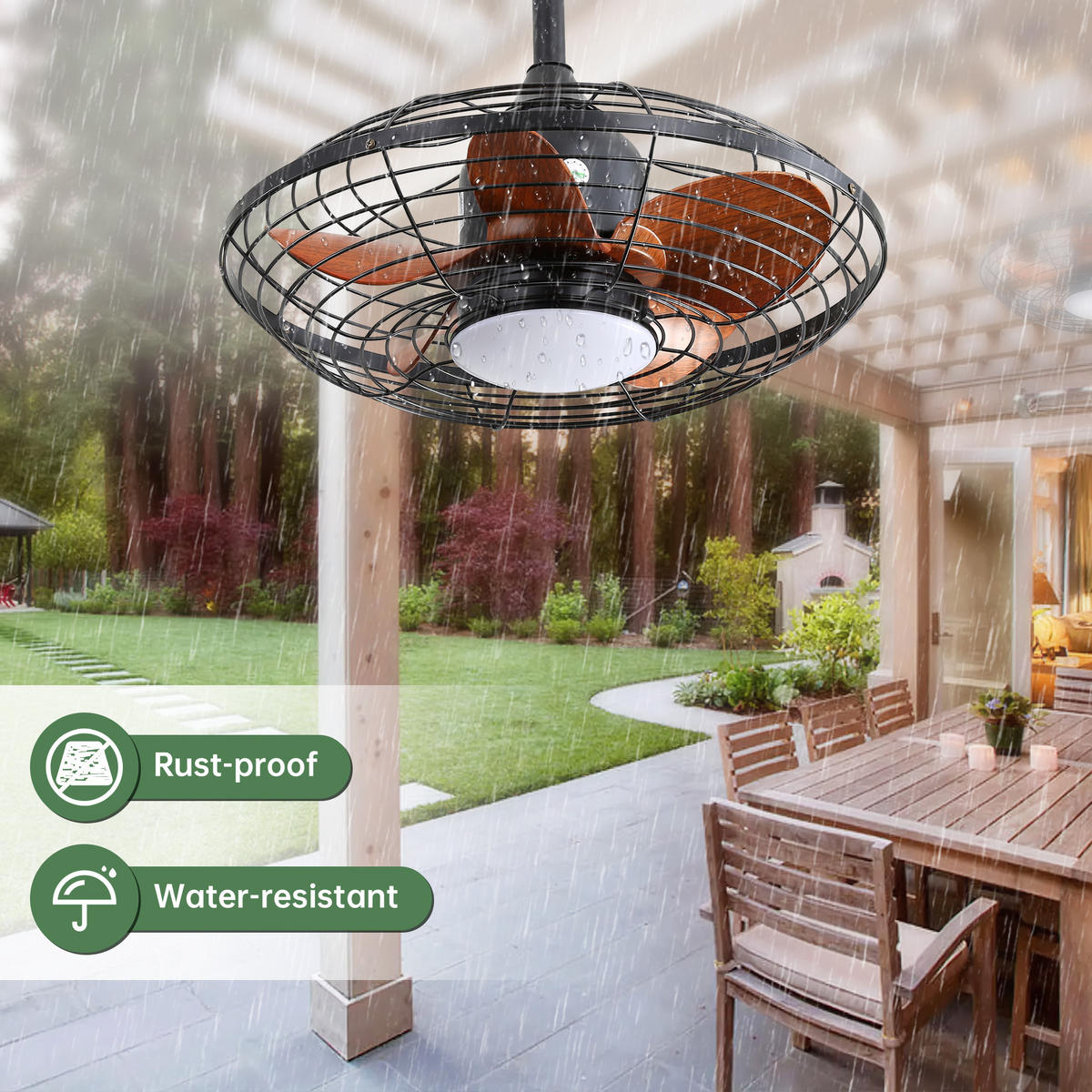 DECKENVENTILATOR 51cm LED Licht 3 Farbtemperaturen ABS Flügel - Braun, Kunststoff (50.8/50.8/47.5cm) - CASIVA