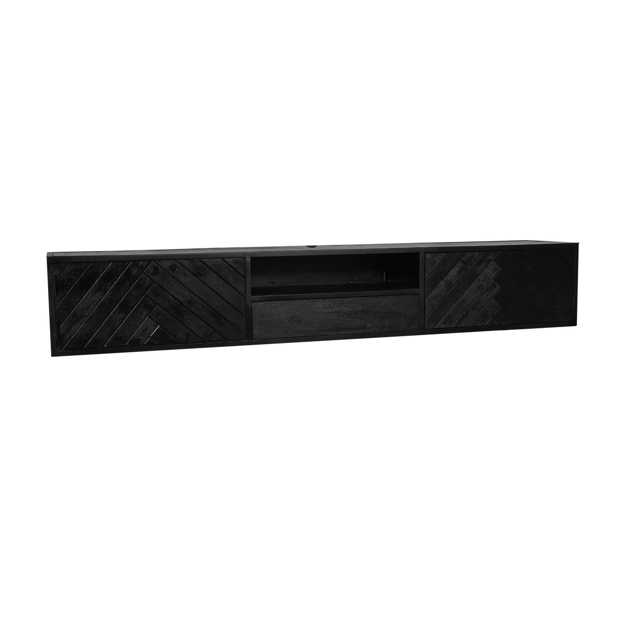 LOWBOARD Cosmopolitan Mangoholz 200 cm / 35 cm Schwarz - Schwarz, Holz (200/33/35cm) - Villa Möbel