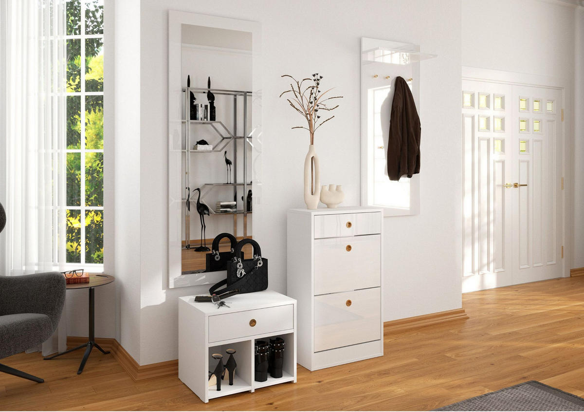 SCHRANK Mirage, mit goldenem Griff, Weiß - Weiß, Holzwerkstoff (54.1/40/46.2cm) - Dancan