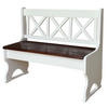 LANDHAUSBANK aus Kiefernholz mit Kreuzlehne, Weiss/Nuss, 105 cm - Walnussfarben, Holz (105/86/36cm)