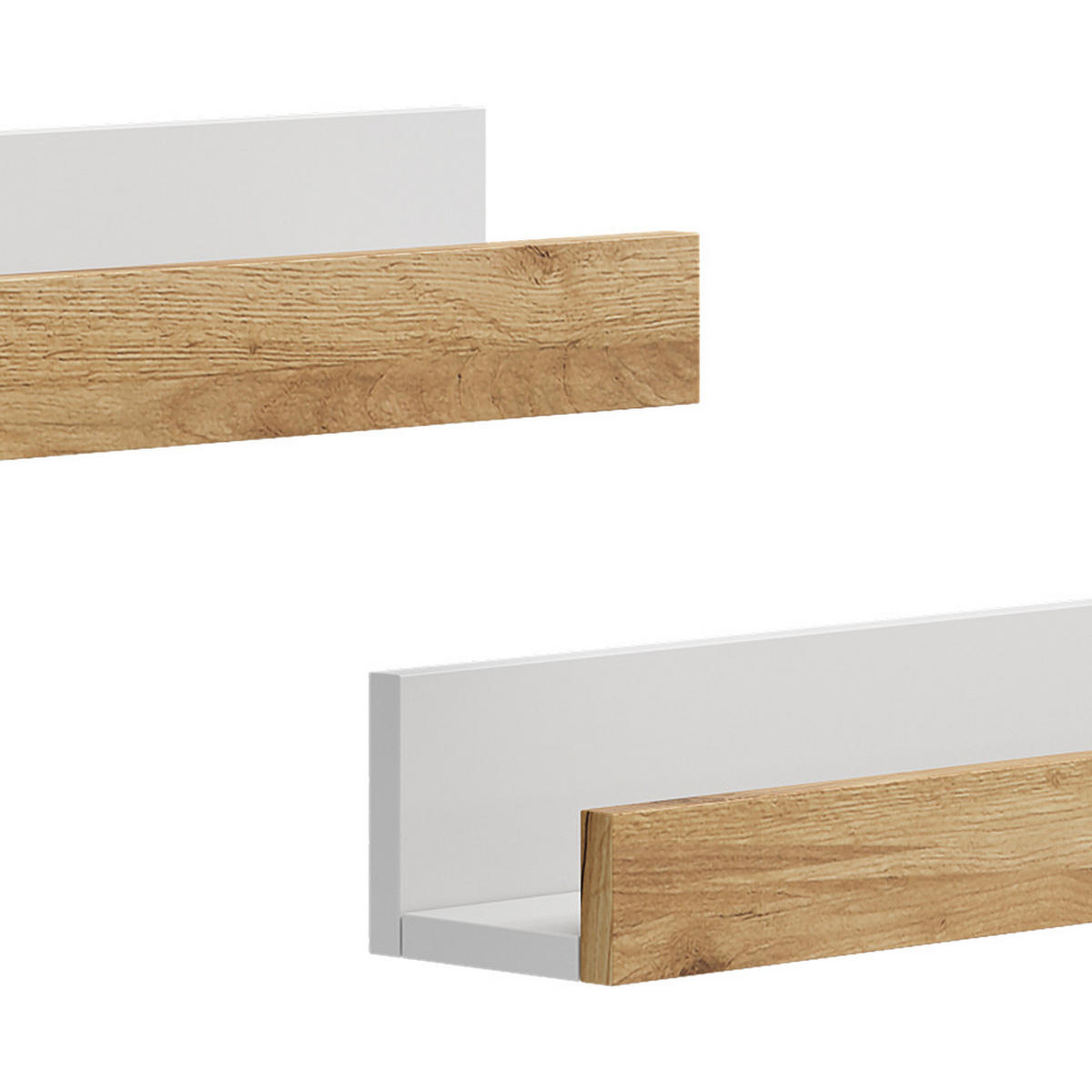 WANDREGAL Tomy Weiß/Goldkraft Eiche 60 x 10 cm 2er Set - Honigeiche/Weiß, Holzwerkstoff (60/10/12cm) - Vicco