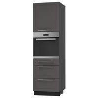 BACKOFEN-HOCHSCHRANK Kvantum D14/RU/3M Graphit Matt / Schwarz Matt 60 / 59 / 207cm - Schwarz/Graphitfarben, Holz/Holzwerkstoff (60/207/59cm) - Feldmann-Wohnen