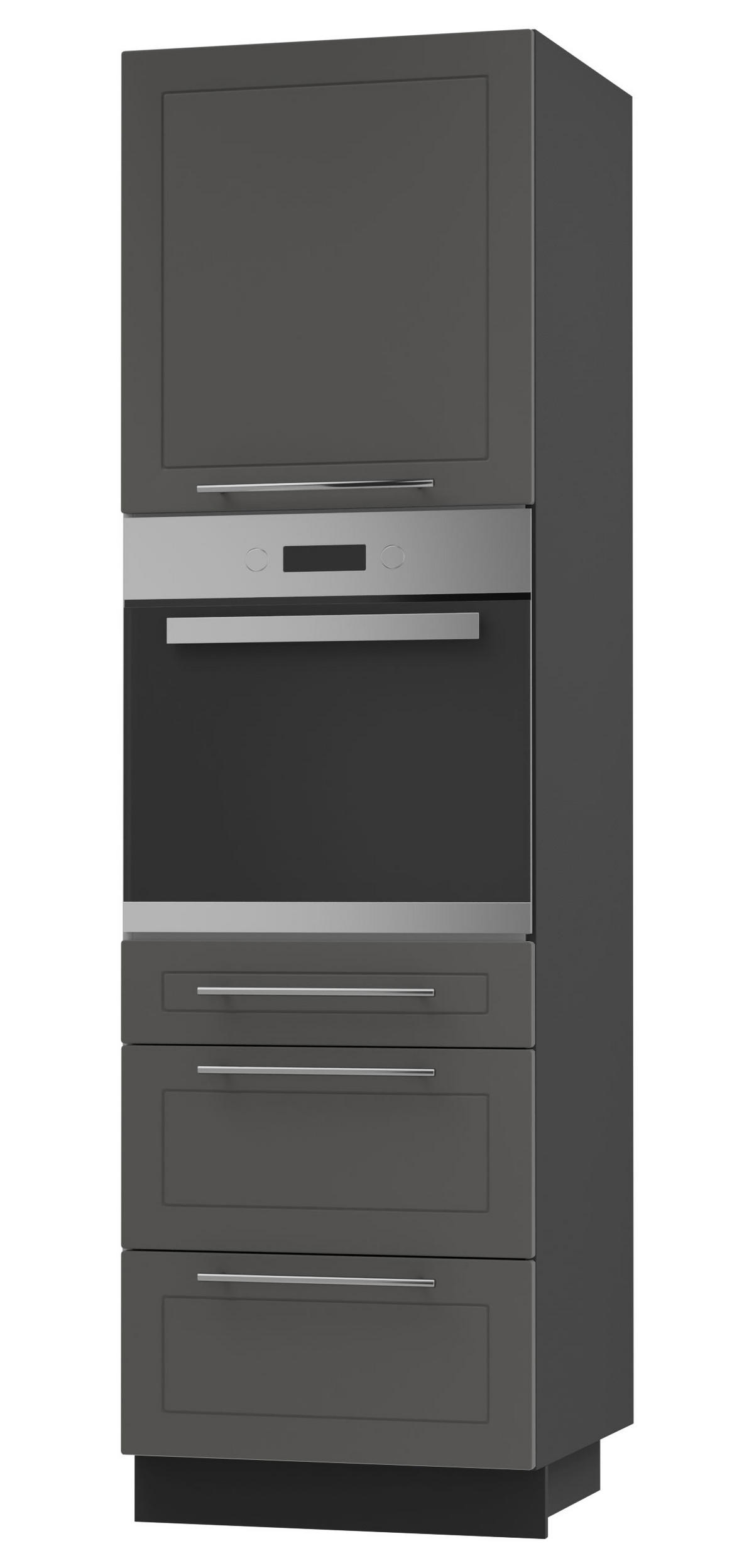 BACKOFEN-HOCHSCHRANK Kvantum D14/RU/3M Graphit Matt / Schwarz Matt 60 / 59 / 207cm - Schwarz/Graphitfarben, Holz/Holzwerkstoff (60/207/59cm) - Feldmann-Wohnen