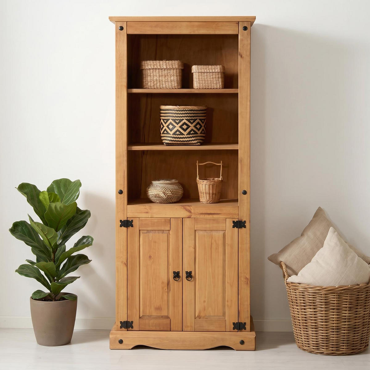 MEXICO MÖBEL BÜCHERREGAL TEQUILA - Naturfarben, Holz (85/183/45cm) - IDIMEX