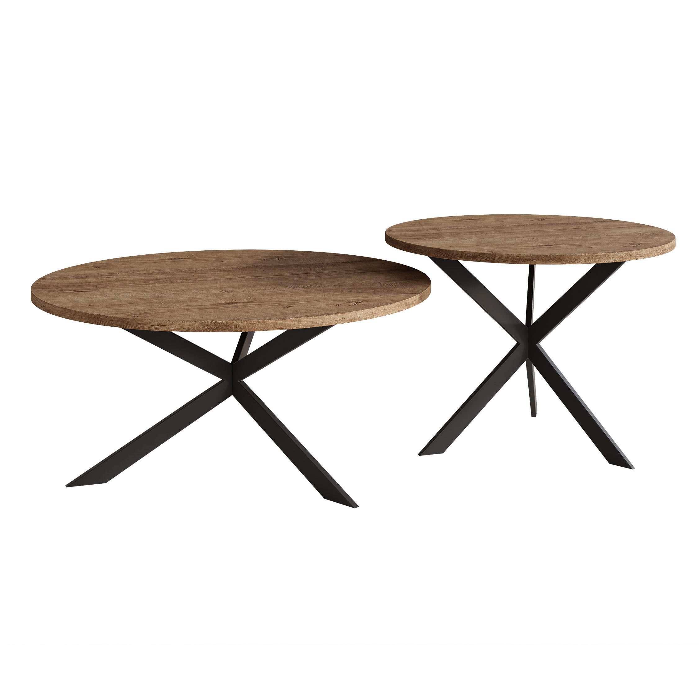 COUCHTISCH rund auf MDF, Lefkas Eiche - Schwarz/Braun, Holzwerkstoff (75/75/36cm) - Idohome
