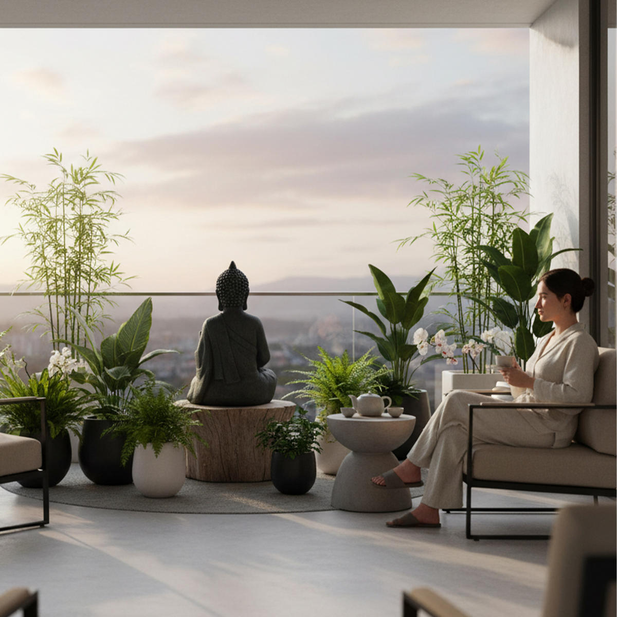 BUDDHA Figur - Anthrazit, Kunststoff (35/52/21cm) - Relaxdays