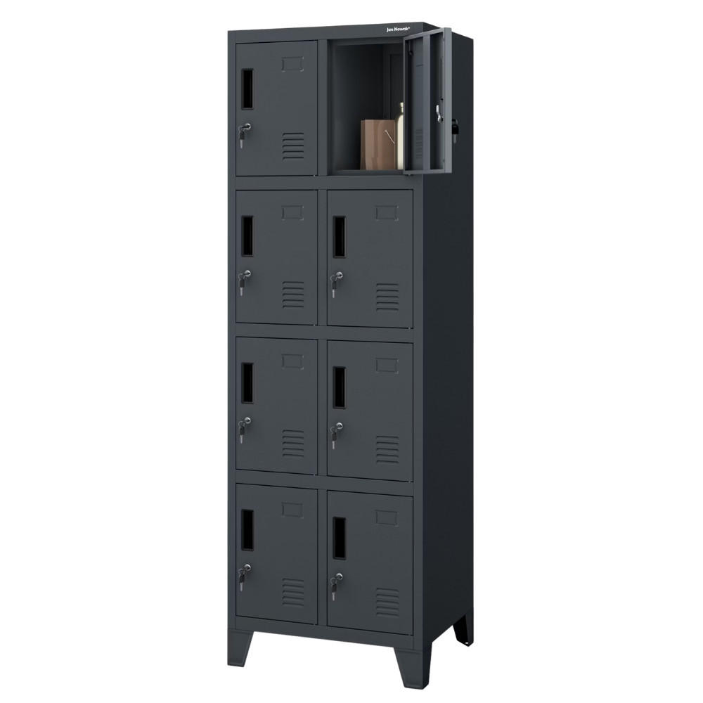 SCHLIESSFACHSCHRANK Spind ROBERT 8 Fächer 172x55,9x45cm Anthrazit - Anthrazit, Metall (55.9/172/45cm) - Jan Nowak