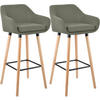BARHOCKER 2er Set Stoff Hellgrau - Eukalyptusholzfarben/Hellgrau, Holz/Textil (55/99/46cm) - CLP