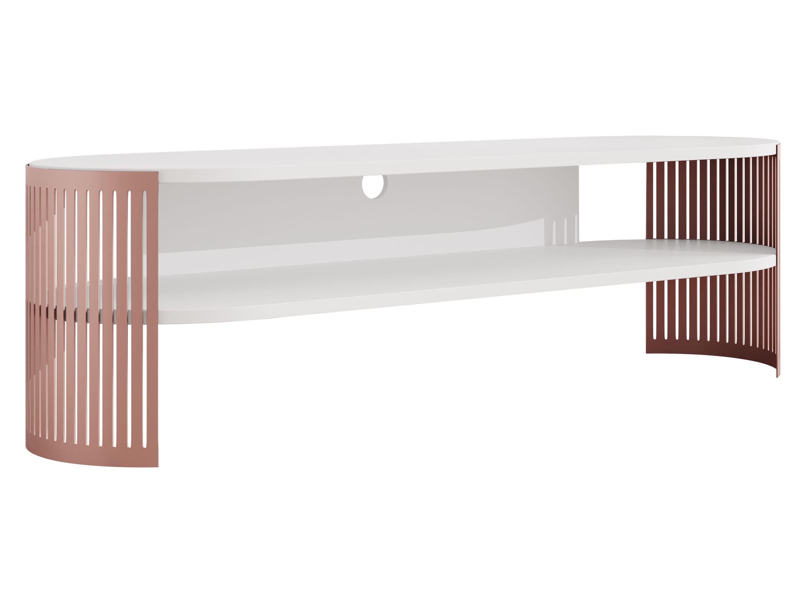 TV-LOWBOARD Fikoli Oval Ember - Messingfarben/Weiß, Holzwerkstoff/Metall (140/40/40cm) - MIRJAN24