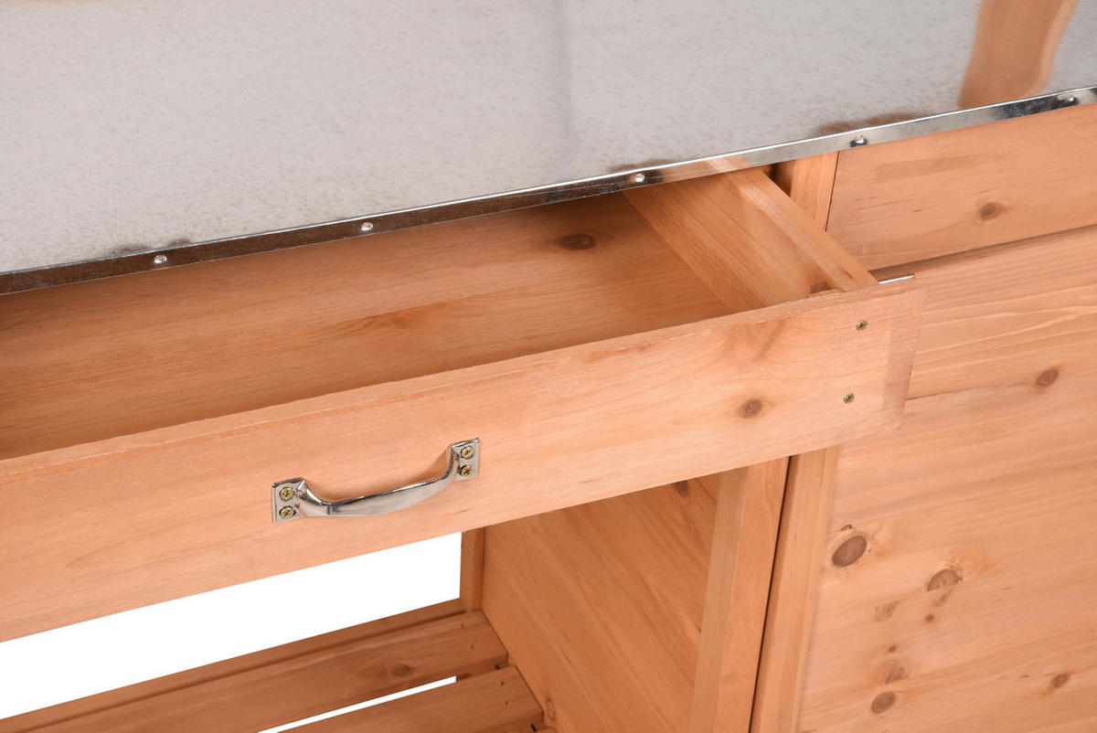 PFLANZTISCH Mita mit Unterschrank Natur Tanne Gärtnertisch - Naturfarben, Holz (112.3/45.5/125cm) - DELUKE