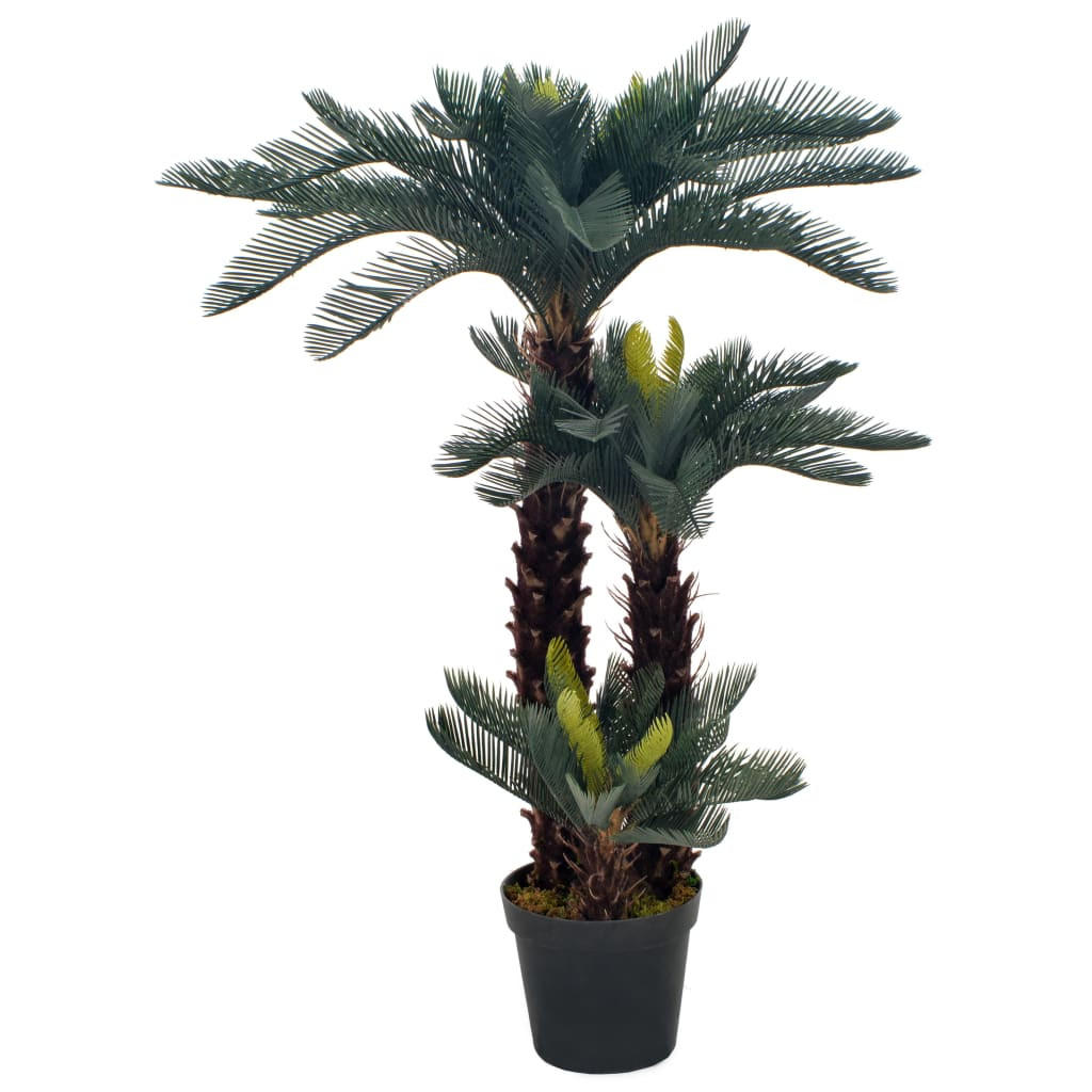 KÜNSTLICHE Pflanze Cycas-Palme Mit Topf Grün 125 Cm - Schwarz/Braun, Kunststoff (125cm) - vidaXL