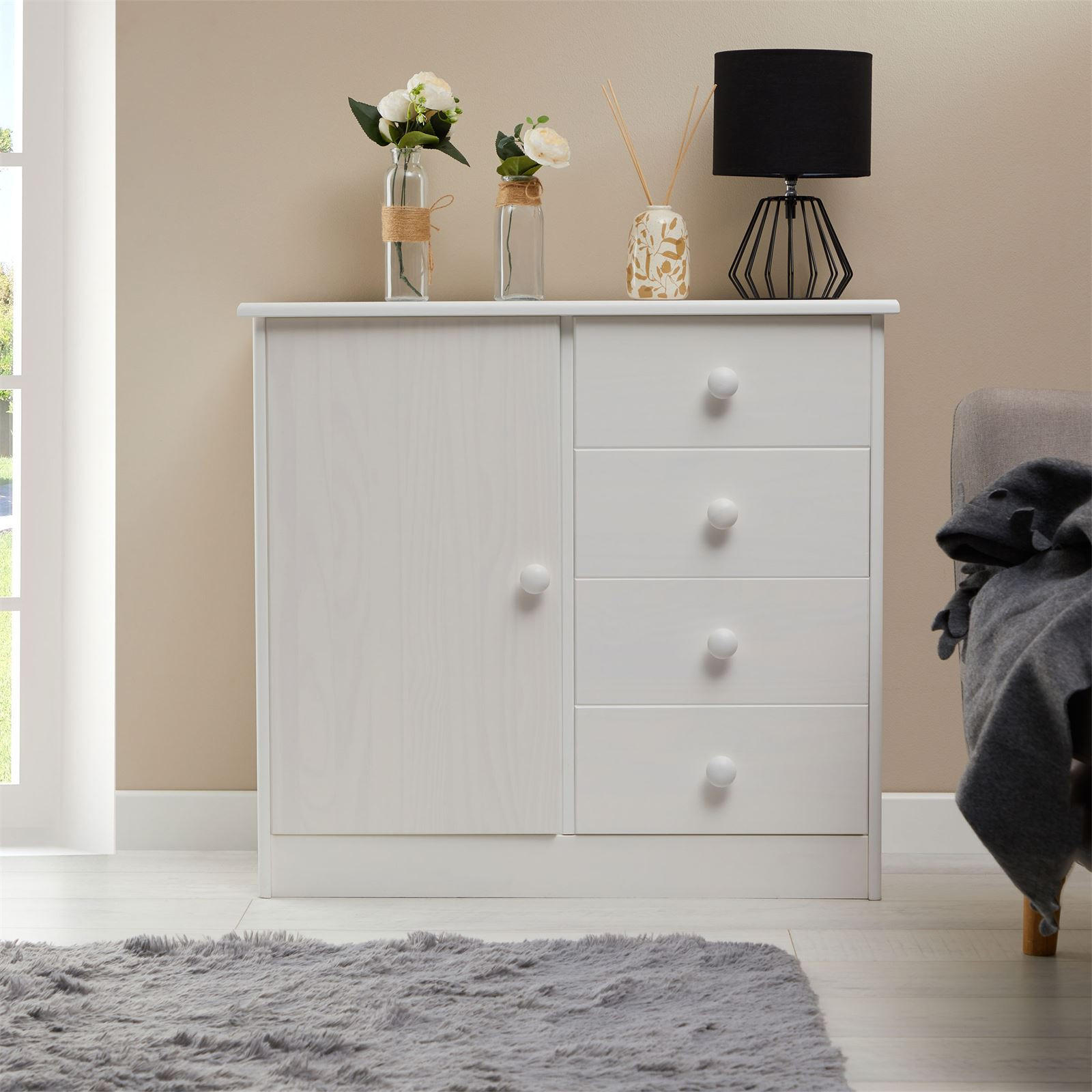 KOMMODE RONDO - Weiß, Holz (79/74/35cm) - IDIMEX