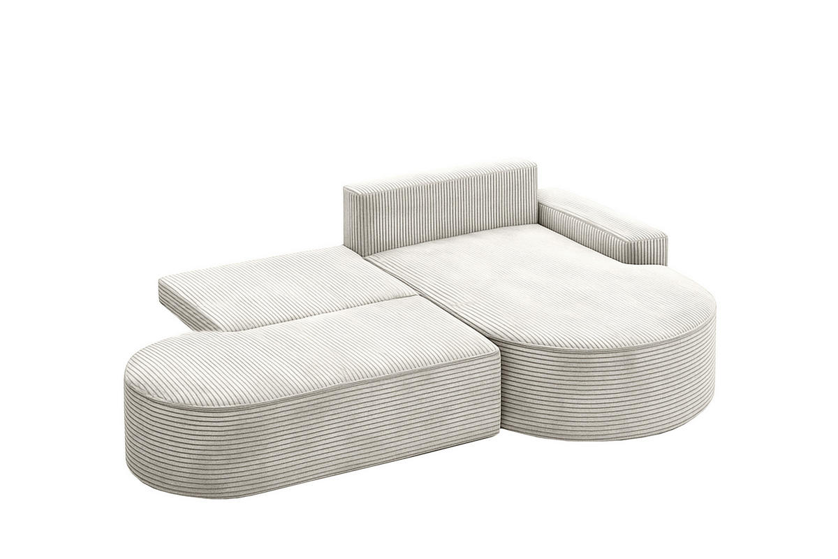 ECKSOFA mit Schlaffunktion und Bettkasten Modena Runden stoff Poso Beige Rechts - Beige, Holz/Textil (278/179cm) - Kaiser Möbel