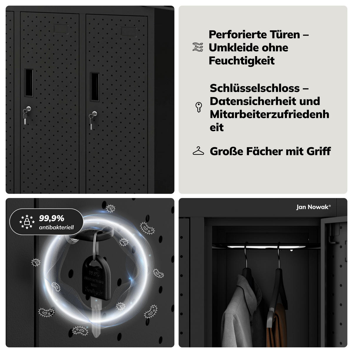 ARBEITSSCHUTZ-KLEIDERSCHRANK BARTEK PRO 172x136x45 cm - Schwarz, Metall (136/172/45cm) - Jan Nowak