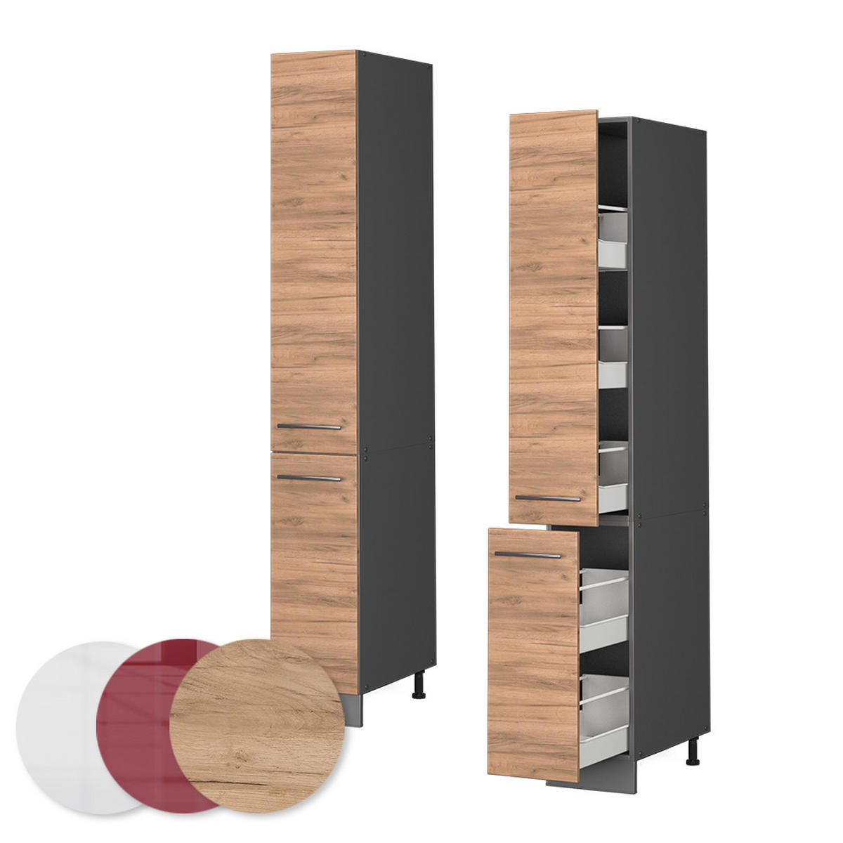 APOTHEKERSCHRANK Fame-Line Goldkraft Eiche 30 cm - Anthrazit/Eiche Wotan, Holzwerkstoff (30/206.8/58cm) - Vicco