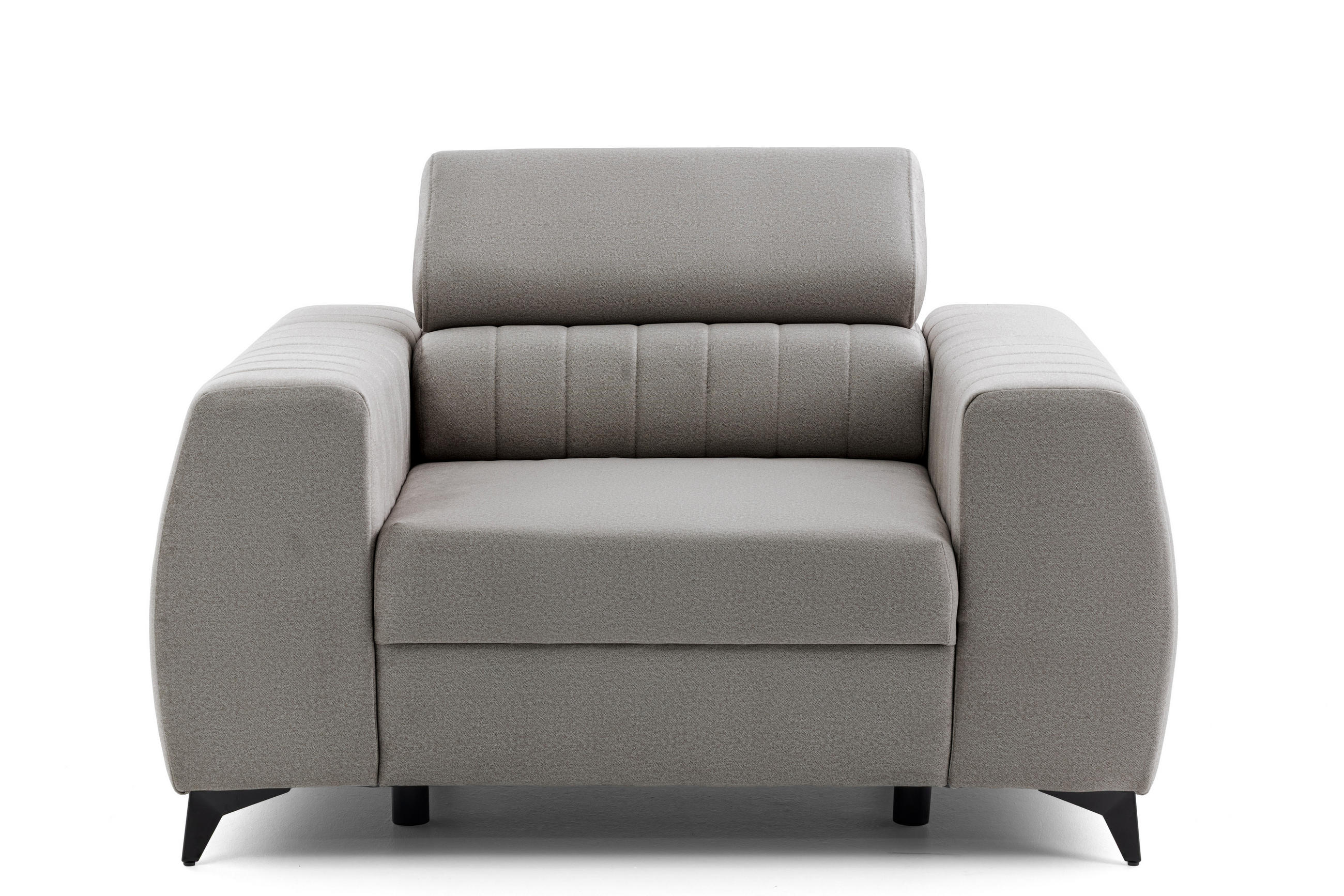 SESSEL PIERO mit verstellbare Kopfstütze Velours Beige - Beige/Schwarz, Holz/Textil (130/90/100cm) - Muffo