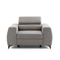SESSEL PIERO mit verstellbare Kopfstütze Velours Beige - Beige/Schwarz, Holz/Textil (130/90/100cm) - Muffo