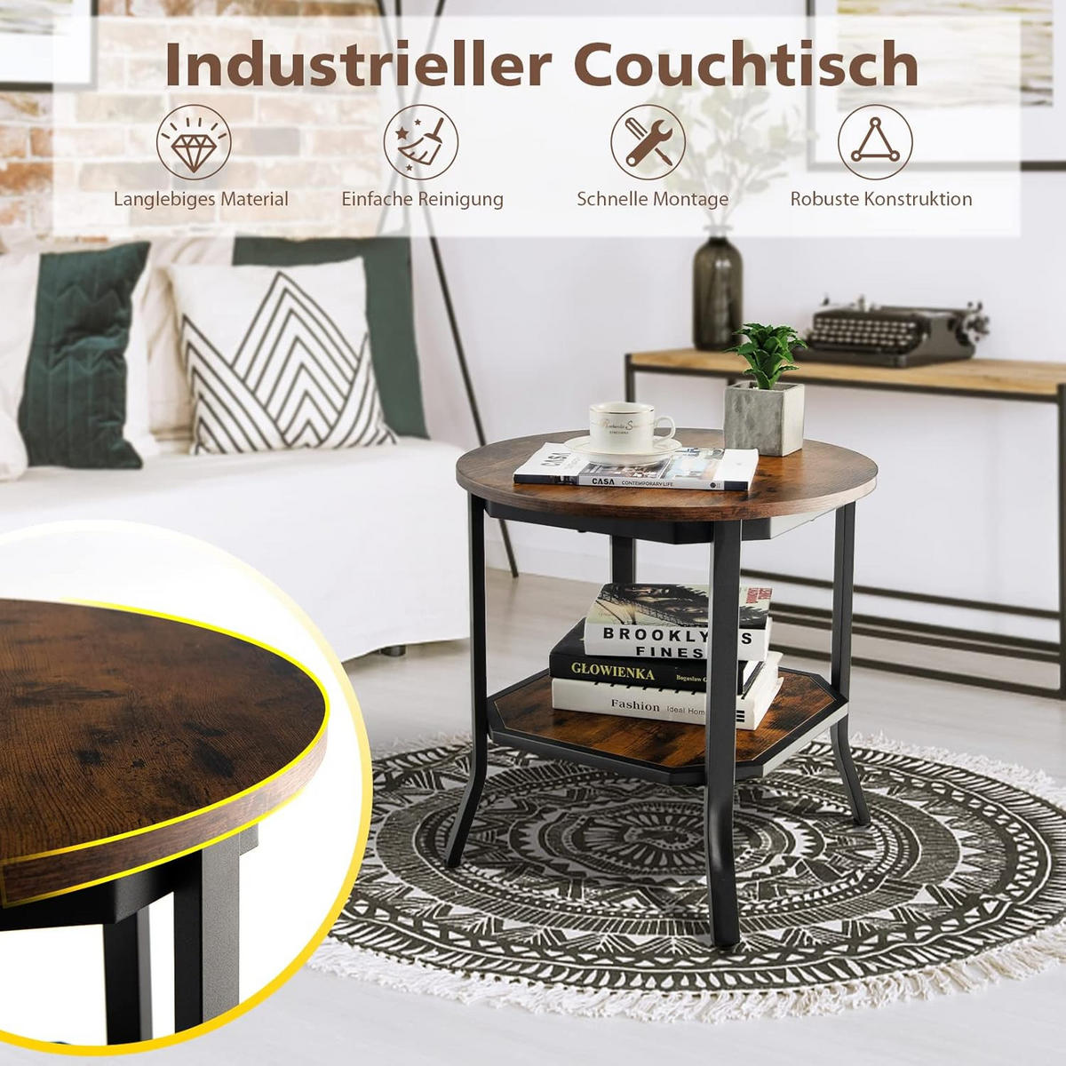 BEISTELLTISCH 50cm Braun - Braun, Holz (50/50/50cm) - COSTWAY