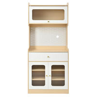 BUFFET in Narurfarben Highboard mit LED und verstellbare Einlegeböden für Ess-, Wohn- und Küche, B80/T40H180cm - Weiß/Naturfarben, Holzwerkstoff (80/180/40cm) - STILVORA
