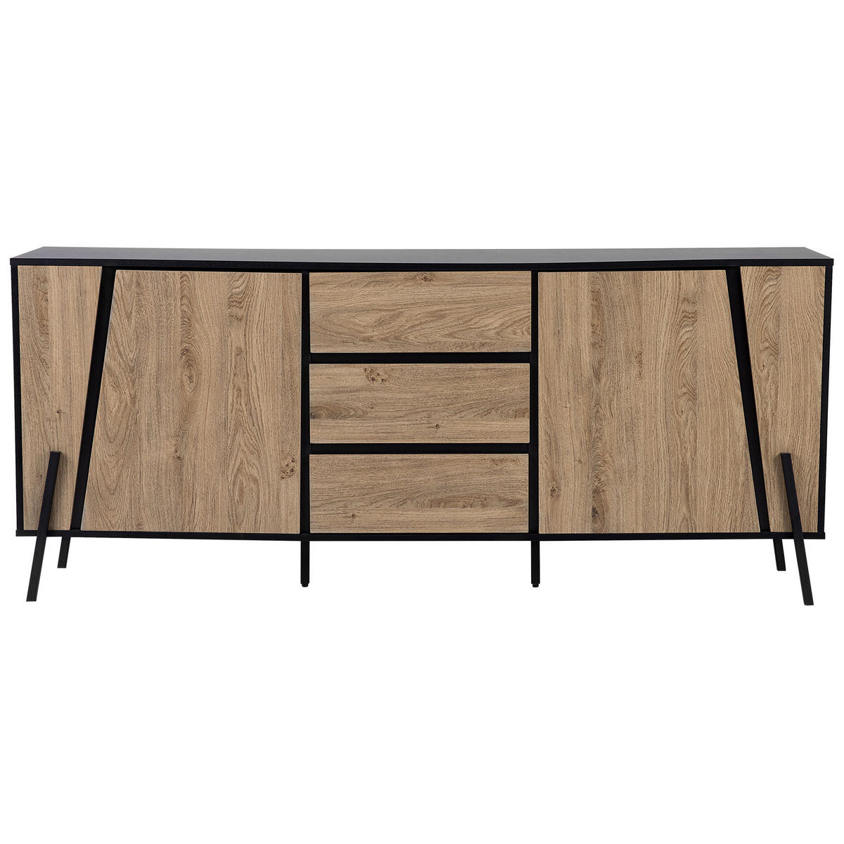 SIDEBOARD mit 2 Türen Braun/Schwarz Blackpool - Braun, Holzwerkstoff (177/75/40cm) - Beliani