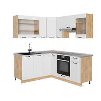 ECKKÜCHE Fame-Line, Weiß Landhaus/Goldkraft Eiche, 190 x 160 cm, AP Marmor - Honigeiche/Weiß, Holzwerkstoff (190/206.8/60cm) - Vicco