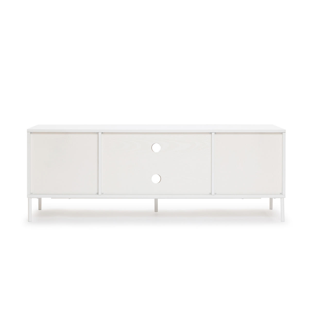 TV Lowboard Holz Weiß, Modernes TV Schrank für Fernseher bis zu 65 Zoll, 140 × 40 × 50 cm - Weiß, Holzwerkstoff/Metall (140/50/40cm) - Hometopia
