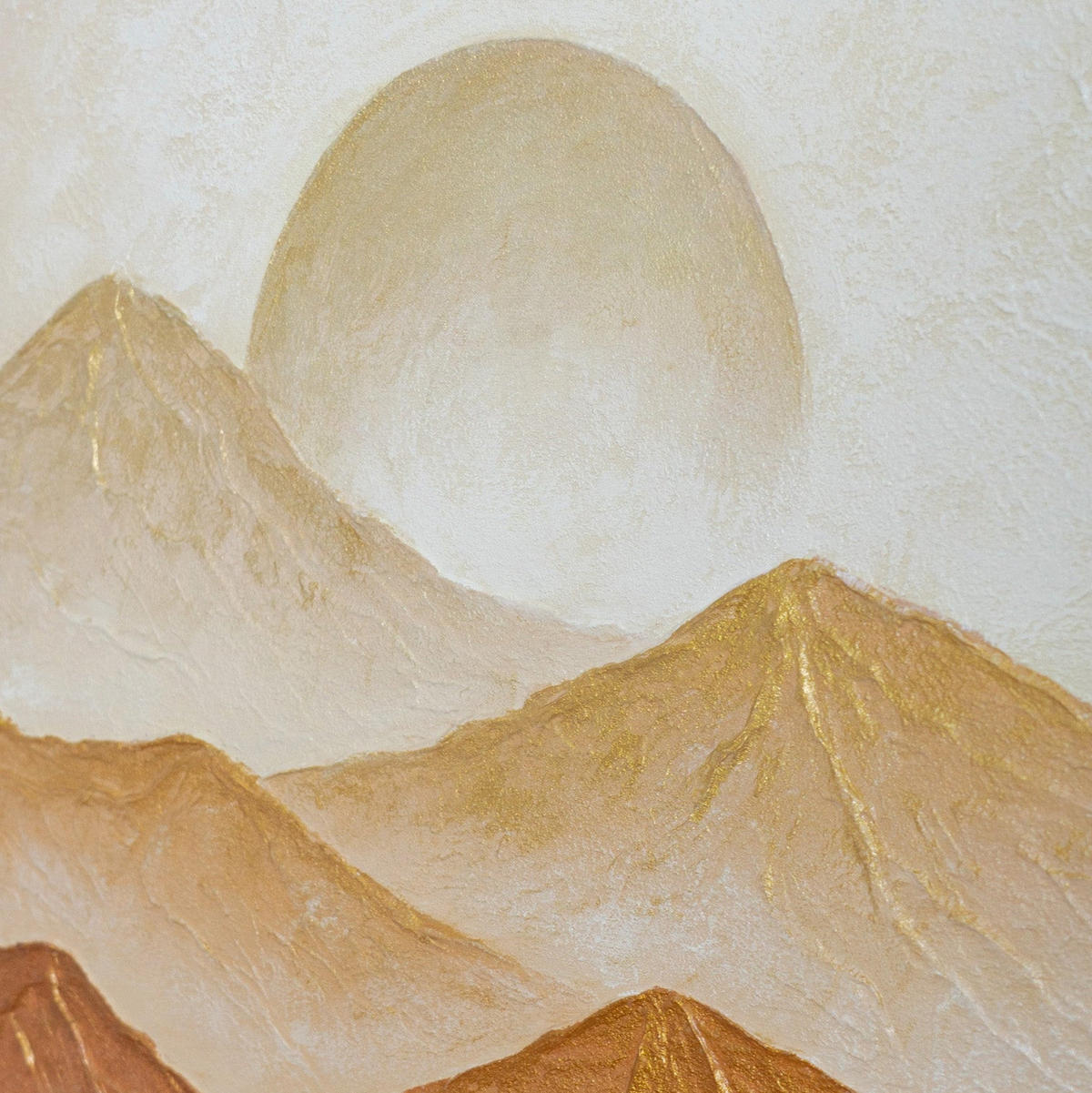 GEMÄLDE Sonnenberge Schattenfugenrahmen Eichefarben 70x50 cm - Eichefarben, Holz (70/50cm) - YS-art gallery