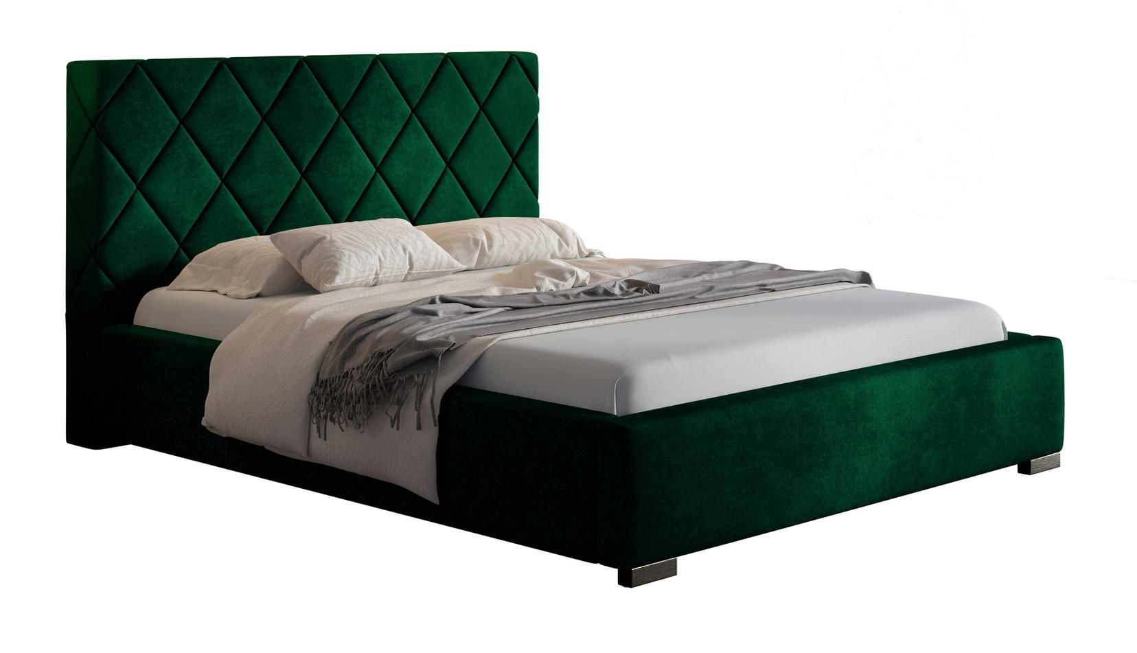 POLSTERBETT 140x200 Aron, Lattenrost, Samtstoff Grün - Grün, Holz/Textil (140/200cm) - Emporius