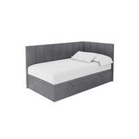 EINZELBETT Jugendbett mit Bettkasten Links, ohne Matratze - LOVY 100x200 Dunkelgrau - Dunkelgrau, Holzwerkstoff/Textil (100/200cm) - ALTDECOR