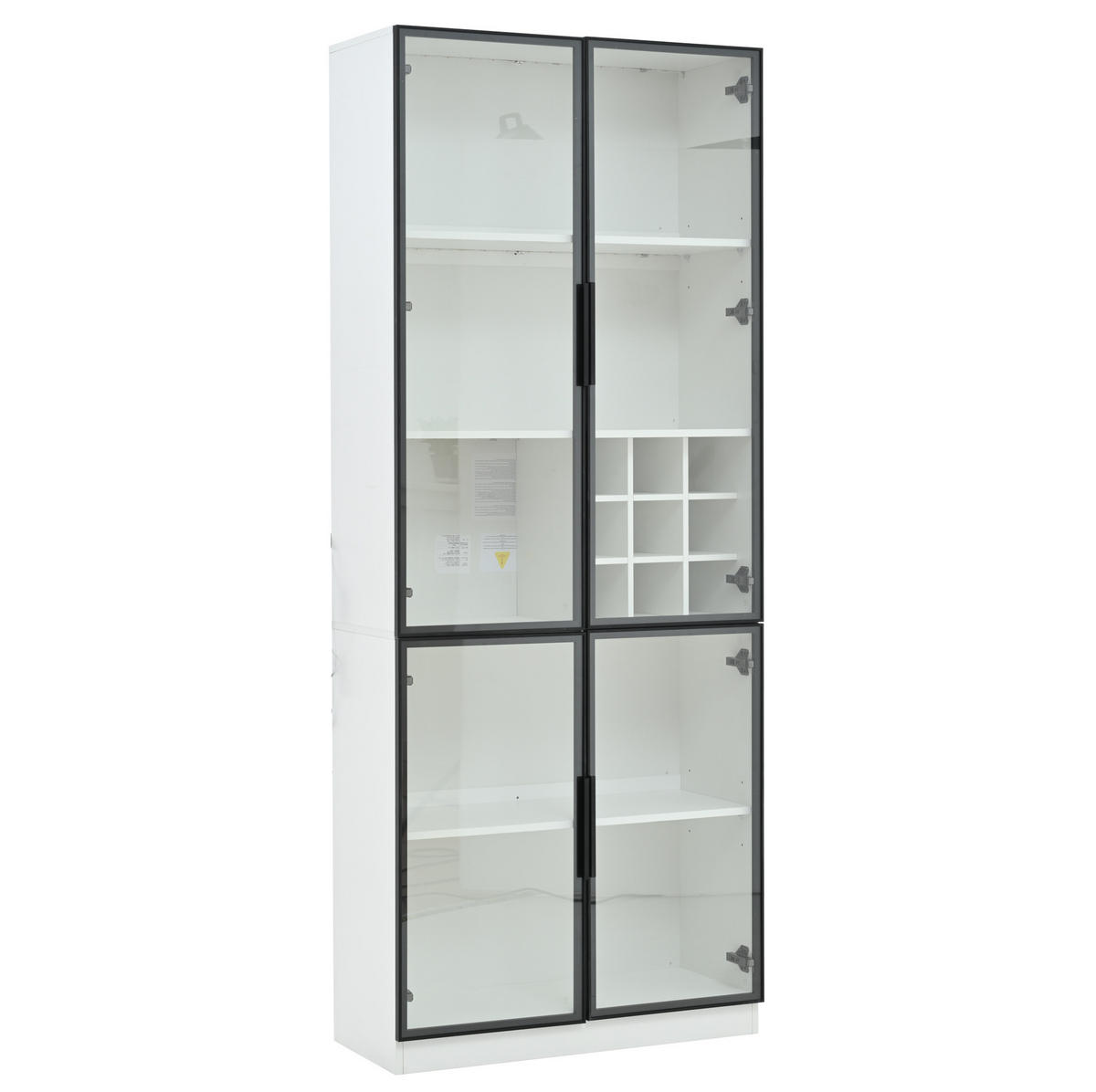 VITRINA 80/35/200 cm bijela, s LED osvjetljenjem i prostorom za vino - bijela, drvni materijal (80/200/35cm) - BEAOK