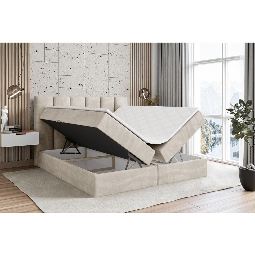 Thumbnail - Altdecor Boxbett, Ecru, Holzwerkstoff, Höhe ca. 20 cm, 200x200 cm, Schlafzimmer, Betten, Boxspringbetten