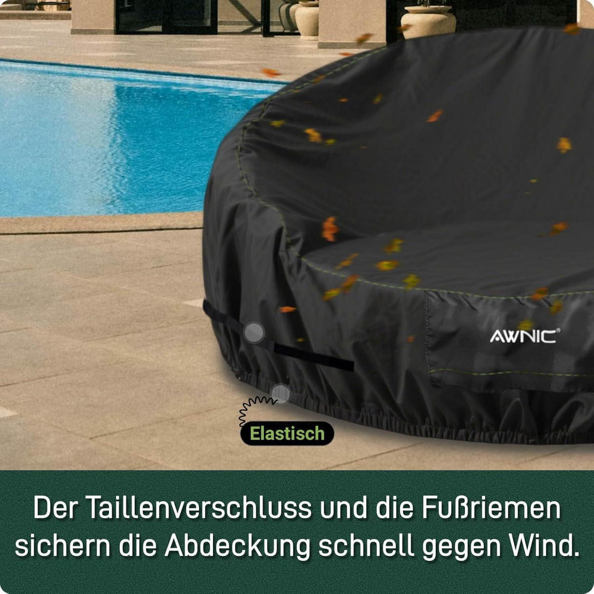 ABDECKUNG Sonneninsel Wasserdicht Ø230x90/48cm - Schwarz, Textil (230/90/230cm)