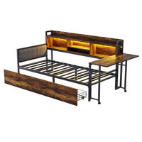 KINDERBETT 90/200 cm DE-01456, in Holzfarbe, mit LED, Schreibtisch und Steckdose - Naturfarben, Metall (90/200cm) - ComfortXL