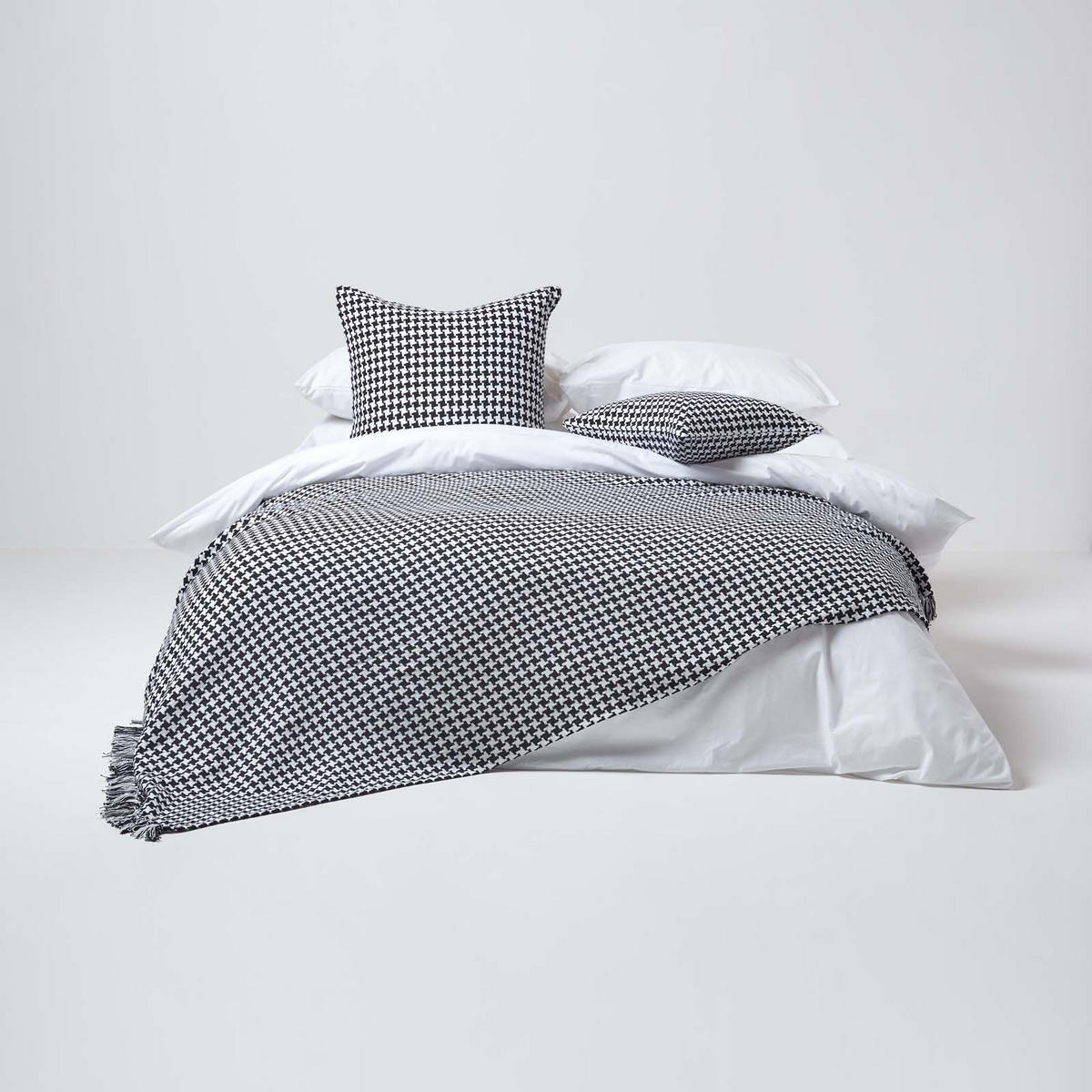 WOHNDECKE 150/200 cm, Hahnentritt-Muster - Schwarz, Textil (150/200cm) - Homescapes