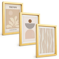 BILDER SET 3er Set - 20x30 cm Goldrahmen - Stilvolle abstrakte Beigetöne - Goldfarben, Kunststoff (20/30cm) - TULUP