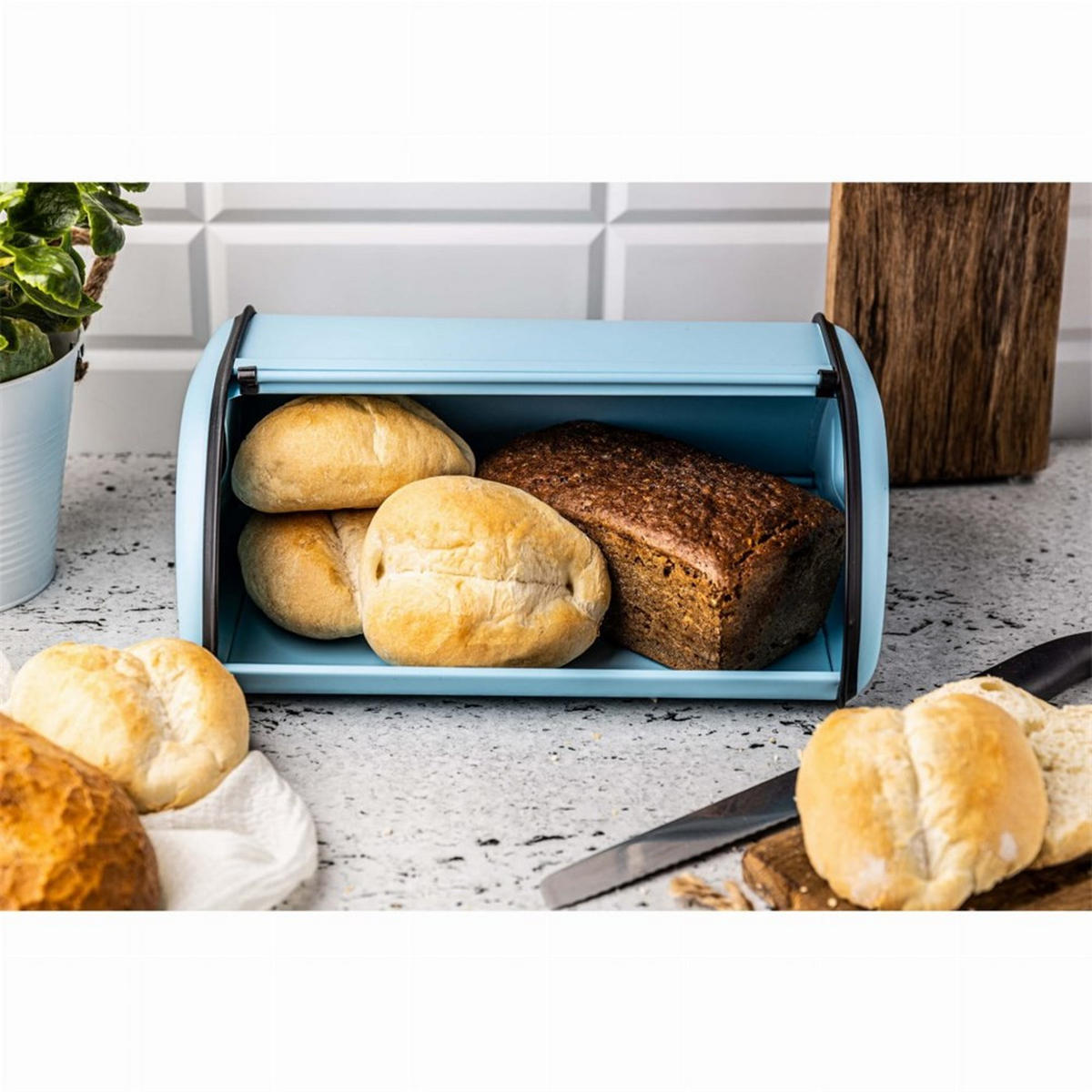 BROTKASTEN Hellblau 44/27/18.5 cm KH1869 - Hellblau, Metall (27/18.5/44cm) - Kinghoff 