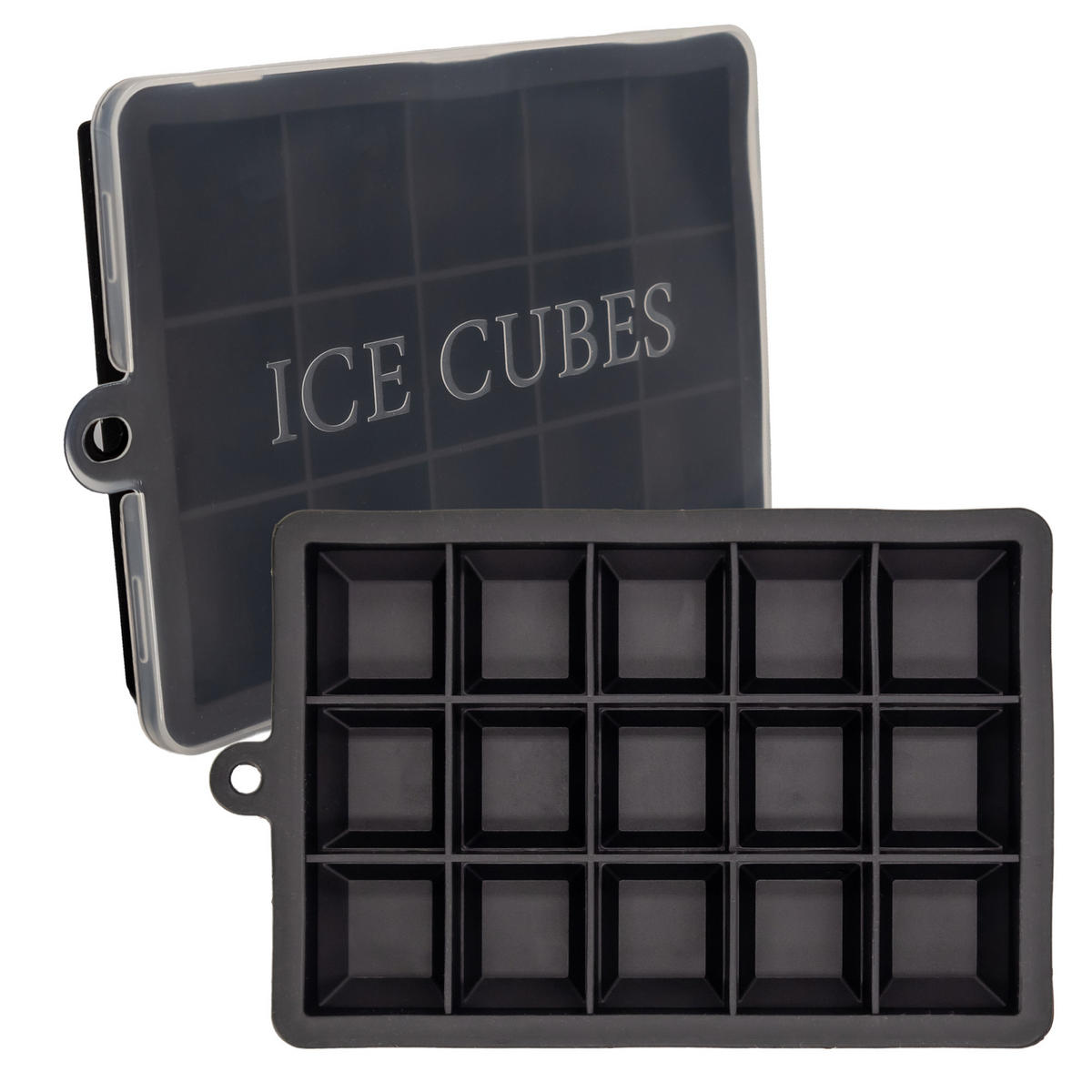 EISWÜRFELFORM 2er Set - Schwarz, Kunststoff (13/2.5/18cm) - Intirilife