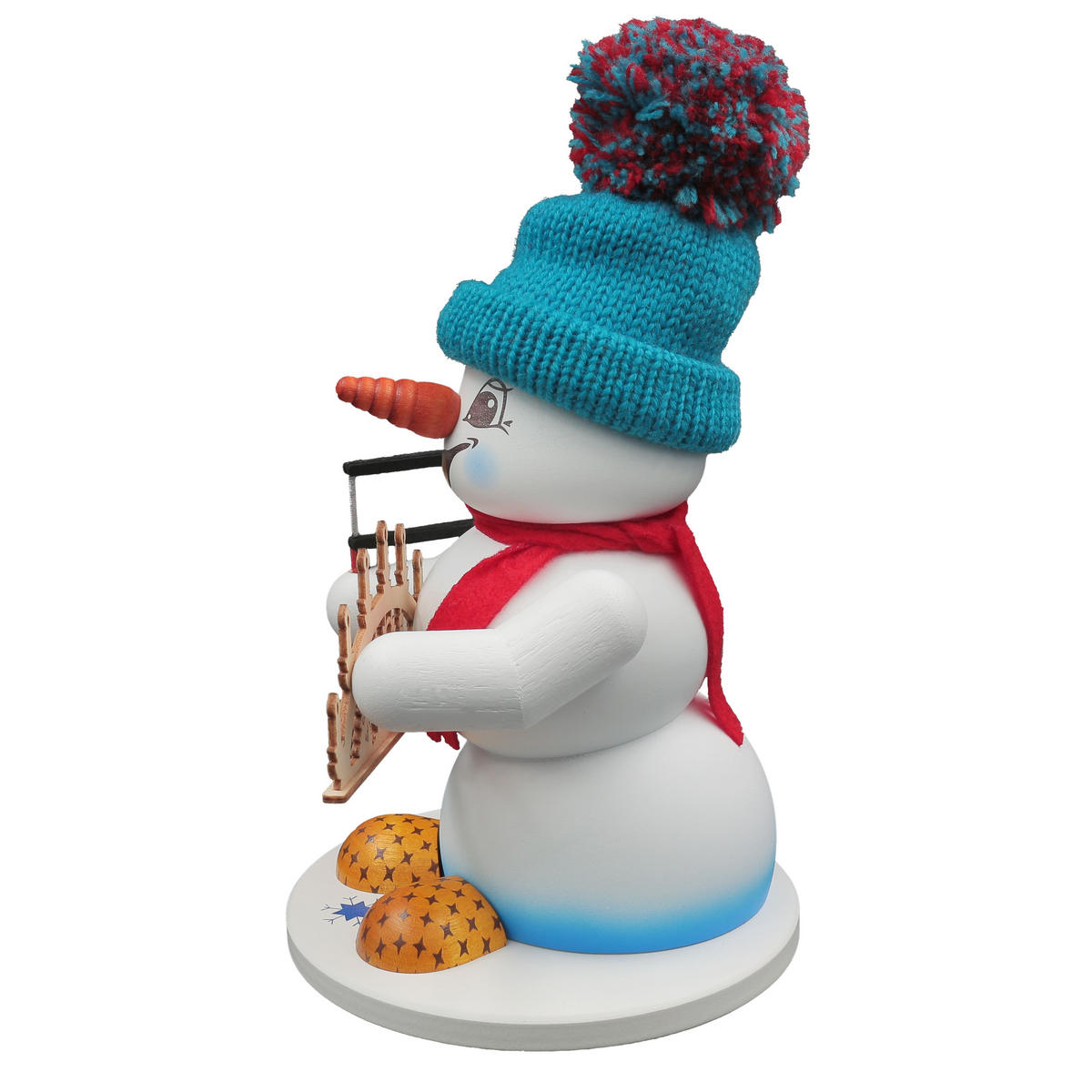 RAUCHFIGUR Schneemann Weiß Schwibbogenverkäufer 19 cm - Multicolor, Holz (15/19/0.1cm)