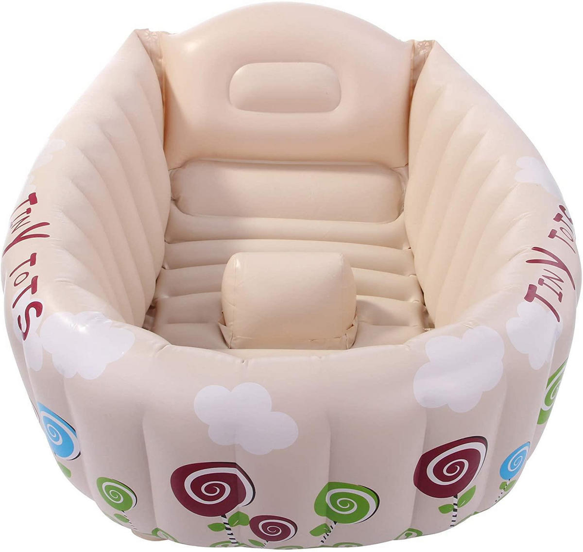 PLANSCHBECKEN Baby Badewanne aufblasbar 91 x 61 x 29 cm beige Temperaturanzeige - Beige, Kunststoff (61/91cm) - Avenli