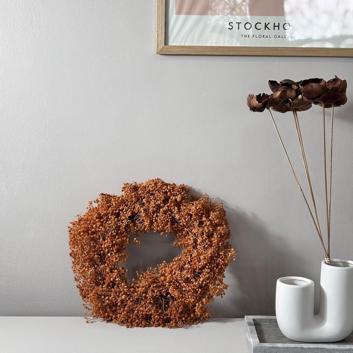 TROCKENBLUMENKRANZ Schleierkraut - 35 cm / Gelb - Gelb, Naturmaterialien (35cm) - Lykke & You
