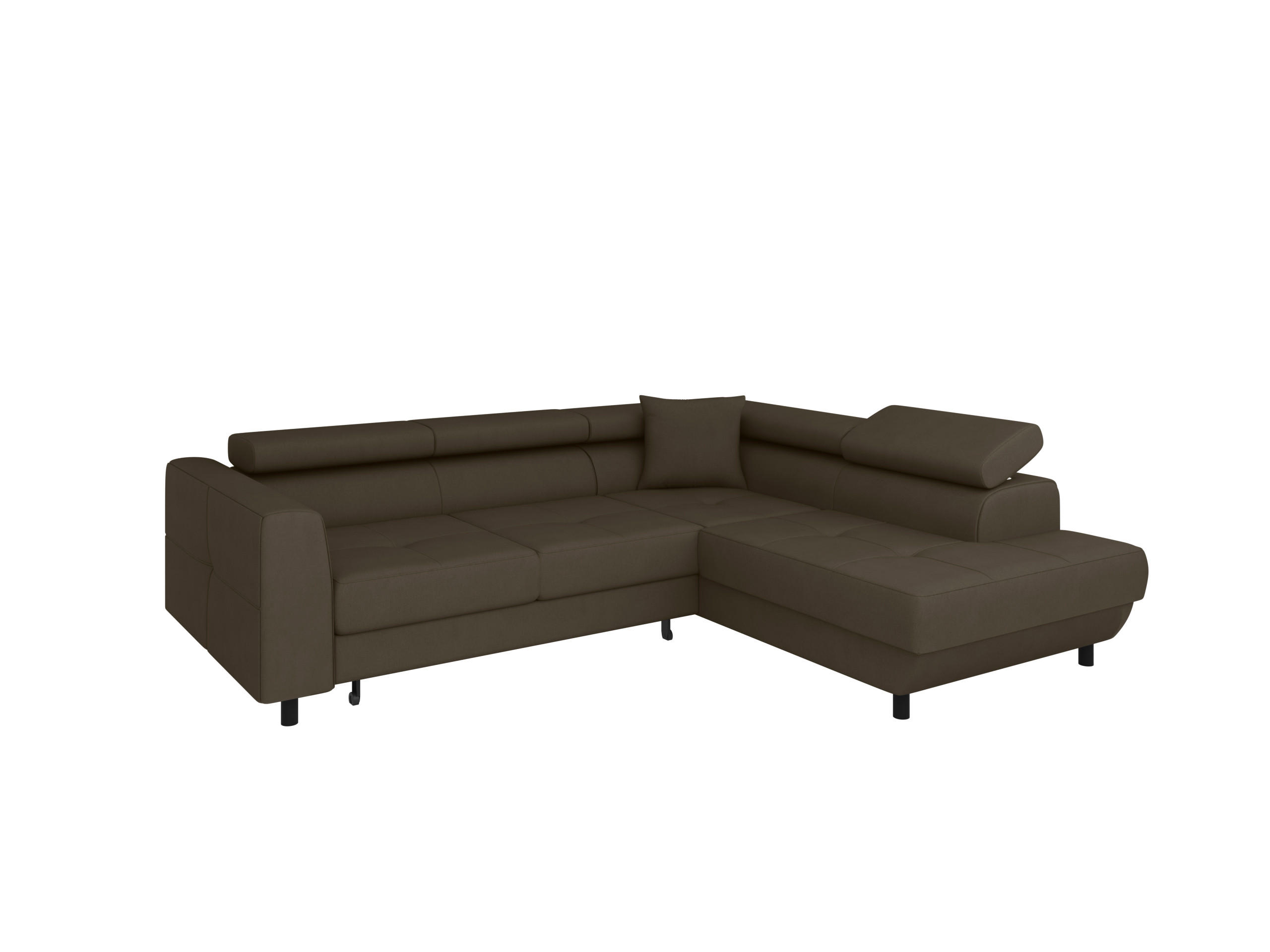 ECKSCHLAFSOFA Vena III mit Schlaffunktion und Bettkasten, Links montierbar, Braun - Braun, Holz (199/254cm) - Homesy
