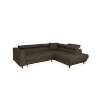 ECKSCHLAFSOFA Vena III mit Schlaffunktion und Bettkasten, Links montierbar, Braun - Braun, Holz (199/254cm) - Homesy