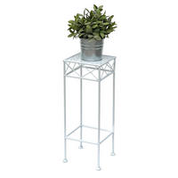 BLUMENHOCKER 50 cm Metall Weiß Eckig 96314 S - Weiß, Metall (18/50/18cm) - DanDiBo