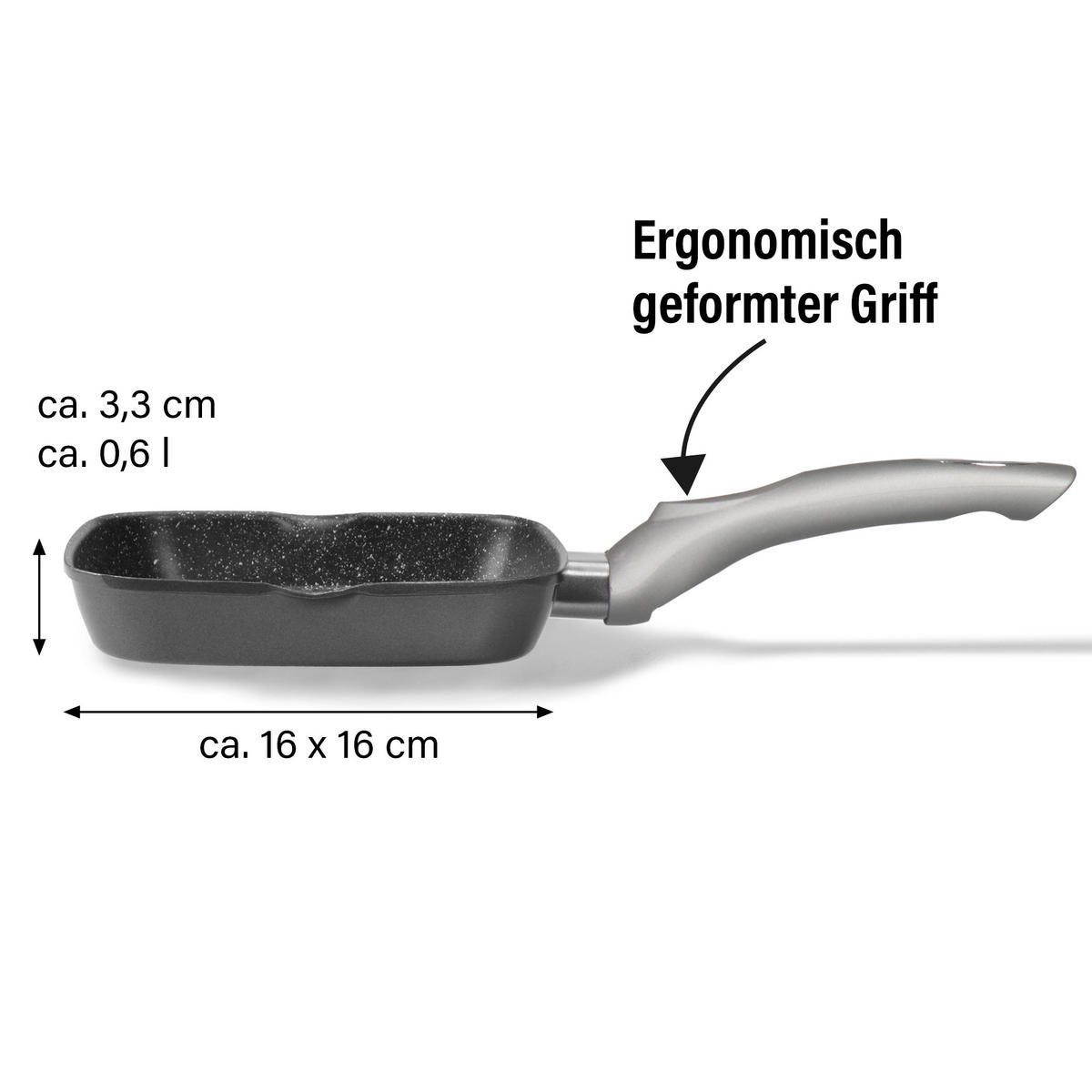 GRILL-ECKPFANNE - Grau, Metall (16cm) - Stoneline