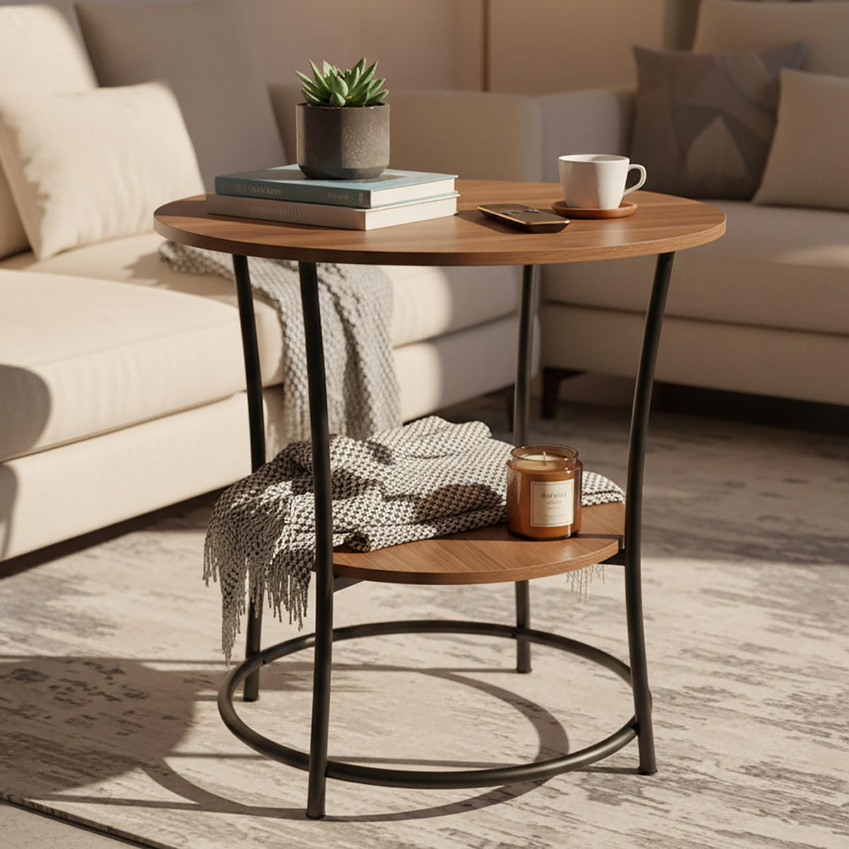 BEISTELLTISCH - Braun, Holzwerkstoff/Metall (55/55/55cm) - Relaxdays