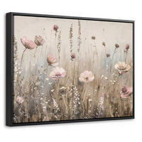 LEINWAND Bilder mit Rahmen - Blumen - Rosa - Modern - Beige - 40x30 - Beige, Textil (40/30cm) - MuchoWow