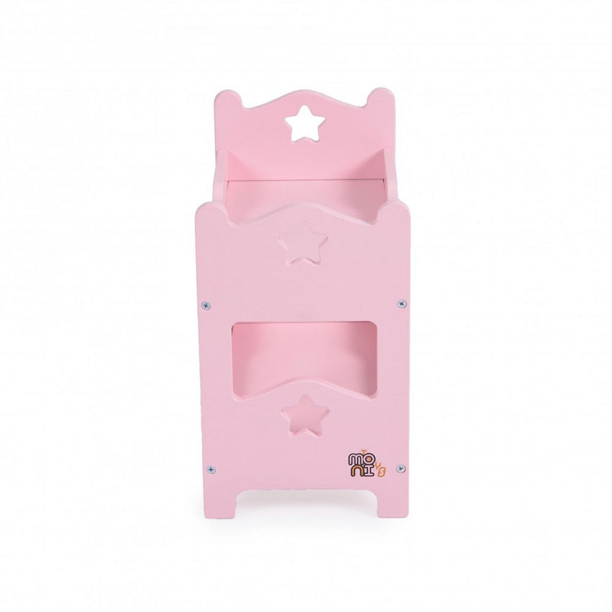 PUPPENBETT PH12A003 rosa 31 x 16 cm, Holz, Stockbett, Leiter, Sterne, ab 3 Jahren, Etagenbett - Rosa, Holz (16/26/31cm) - Moni
