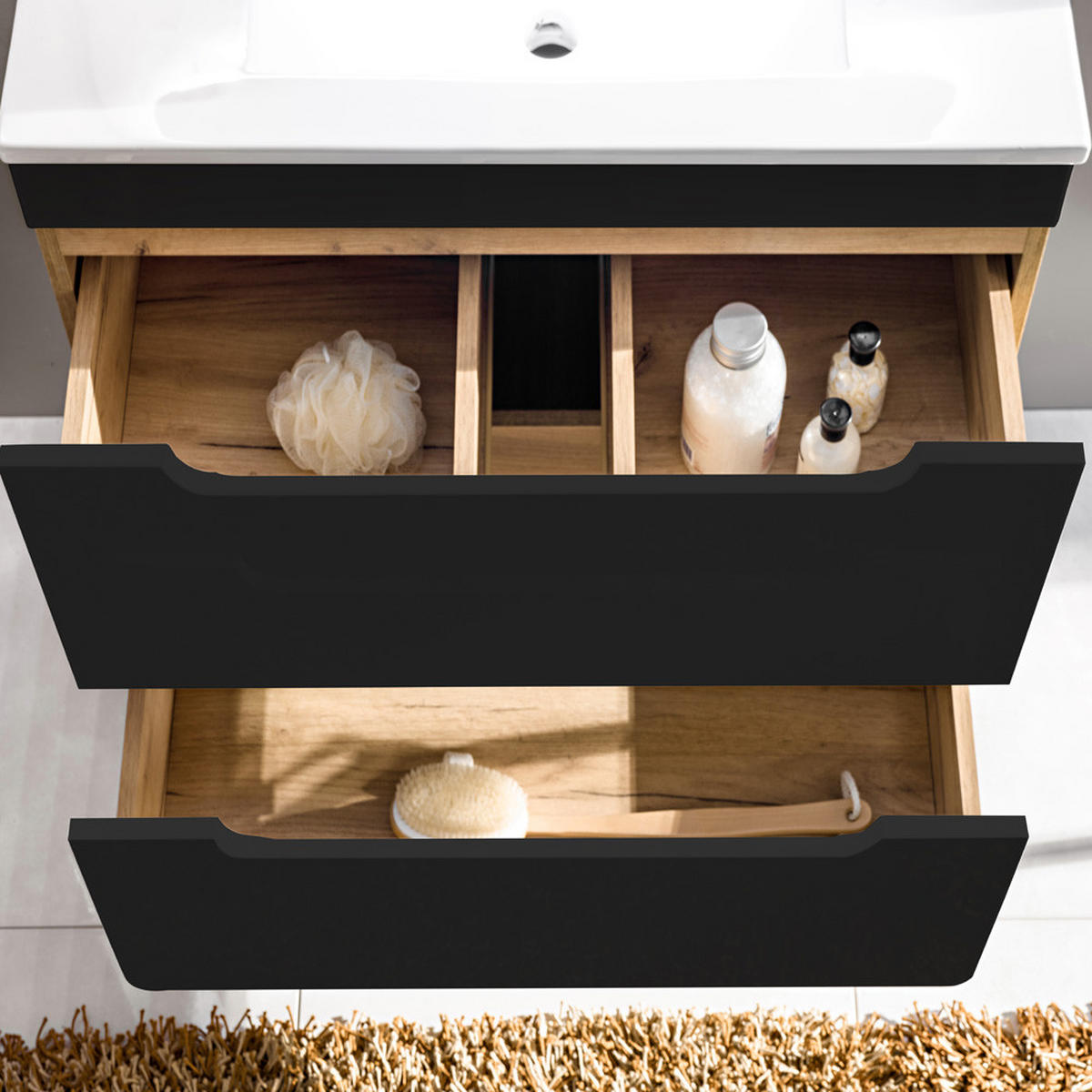 WASCHTISCH NEW-LUTON-103 New - Anthrazit, Holzwerkstoff (61/61/46cm) - Lomado