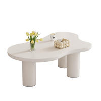 KONFERENČNÍ stolek 107/66/40,5 cm bílý z MDF a PVC v organickém tvaru s filcovými podložkami - bílá, kompozitní dřevo (107/66/40.5cm) - OKWISH